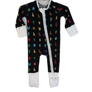 Unisex 3-6 Month Black With Rainbow ABC's Bamboo Double Zipper Sleeper